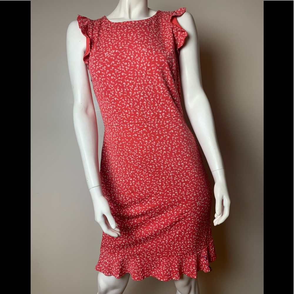 Old Navy Sleeveless Ruffle Sheath Dress Red Ditsy Small